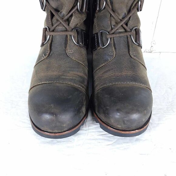 Sorel Women's Joan of Arctic US 7,5 Brown Leather Lace Up Wedge Mid-Calf Boots - Picture 4 of 11